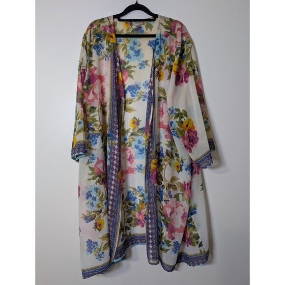Avenue Floral Chiffon Kimono Cardigan Size 26/28 Plus Boho Y2K Aesthetic - Picture 2 of 8